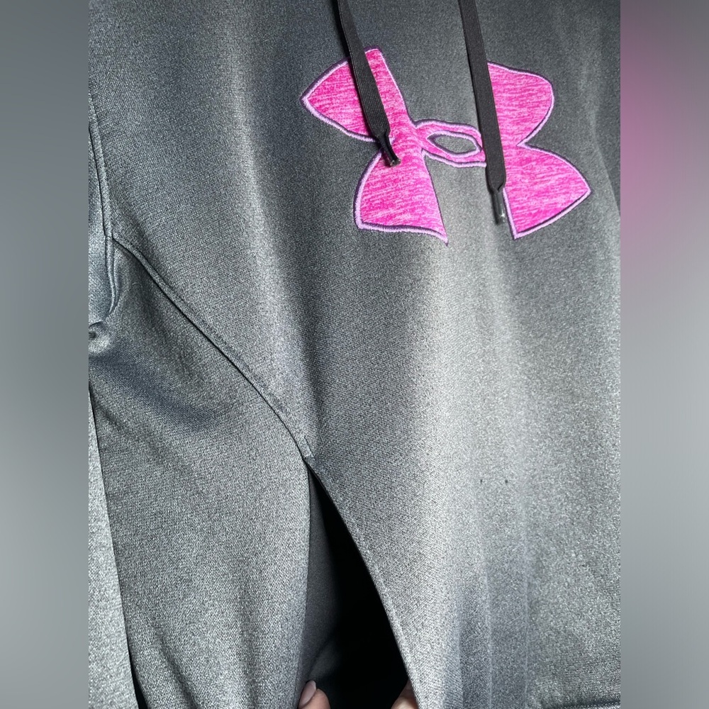 Under Armour Large Hoodie Sweatshirt Top UA Sweaters Pink Grey Casual Athleisure - Picture 9 of 11